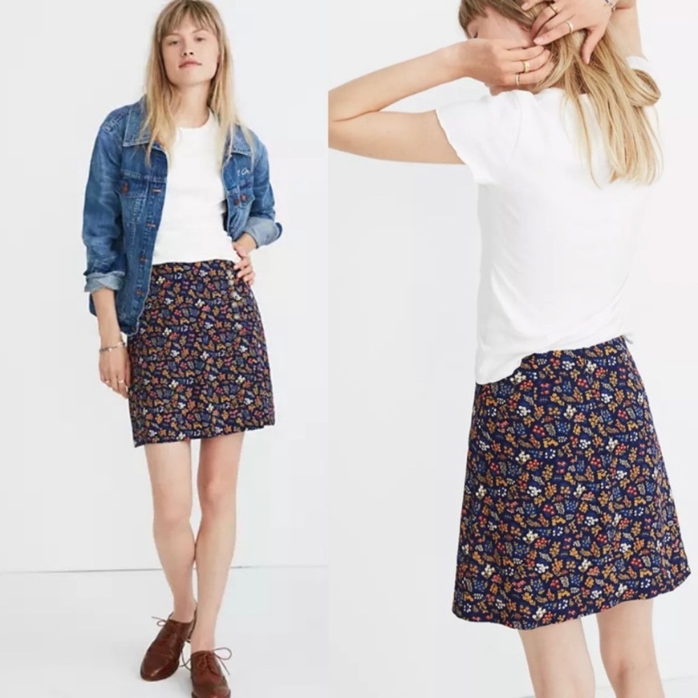 Madewell | Side Button A-Line Floral Mini Skirt
